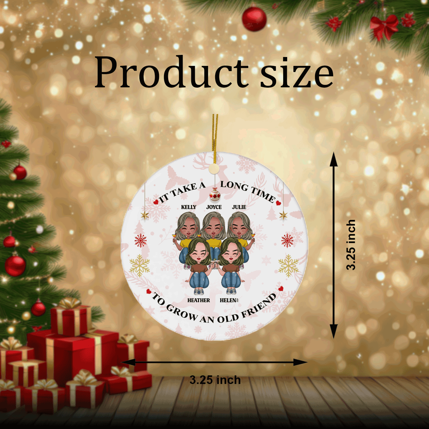 Christmas Custom Friendship Ornament with Personalized Names | Ceramic Ornament